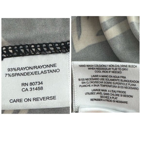 BCBGMaxazria Black & Cream Palm Frans Stretch Shift Dress Women's Size M - Picture 7 of 8